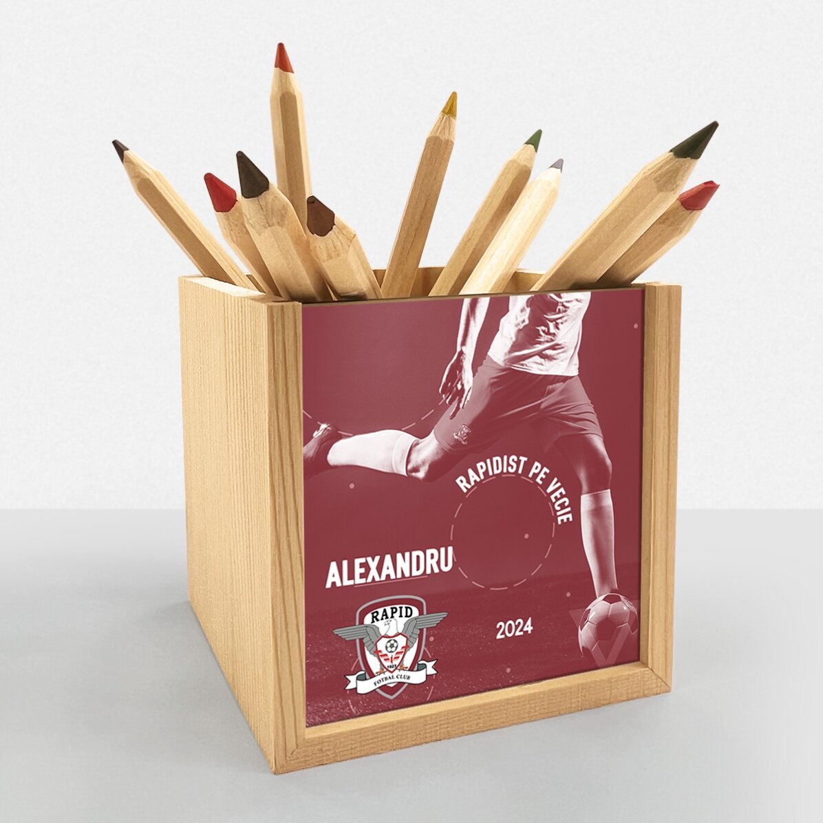 Suport pentru creioane FC Rapid personalizat cu text - Jucător