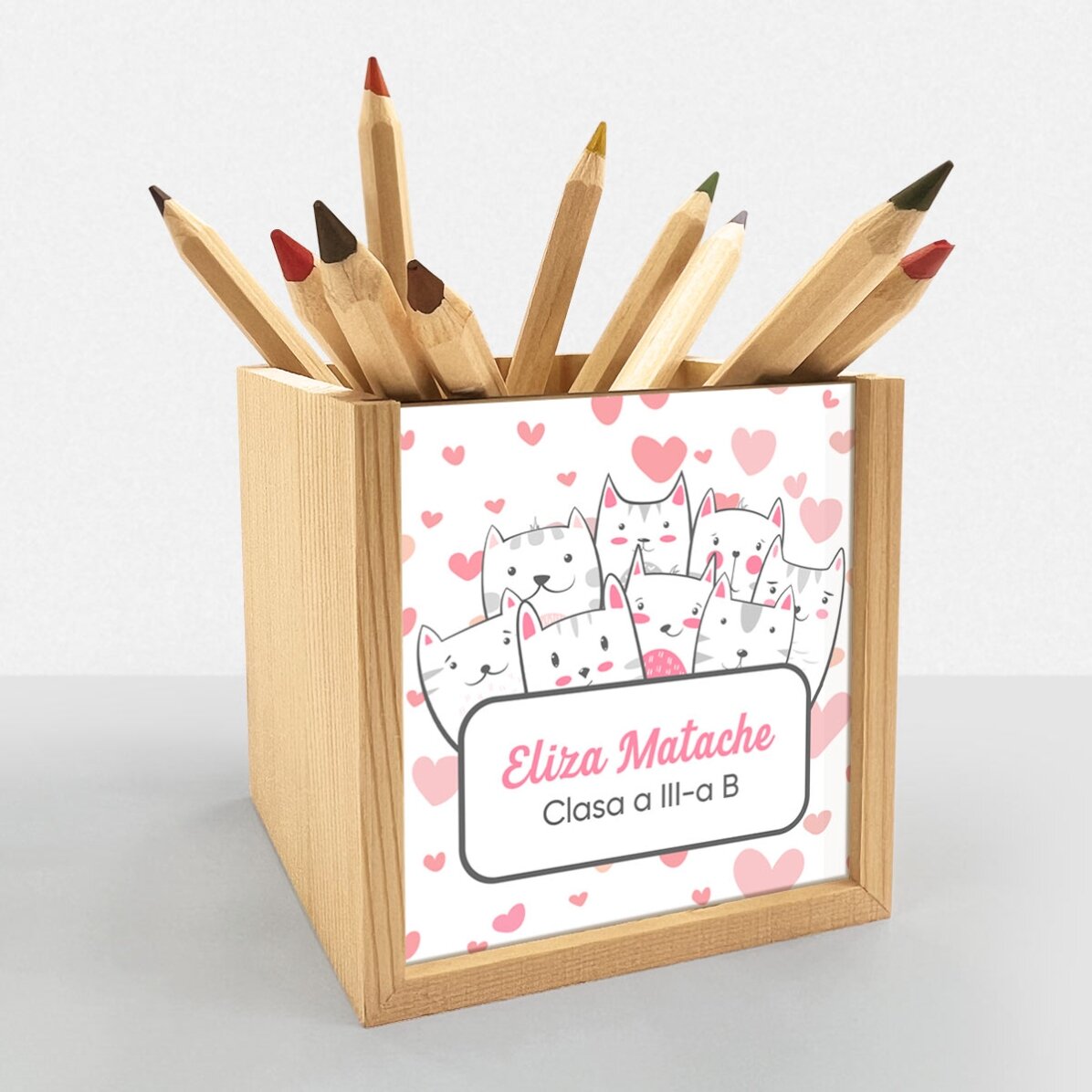 Personalised pencil holder with message - Kitty