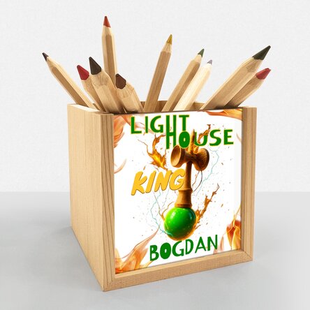 Suport pentru creioane personalizat cu text - Lighthouse King