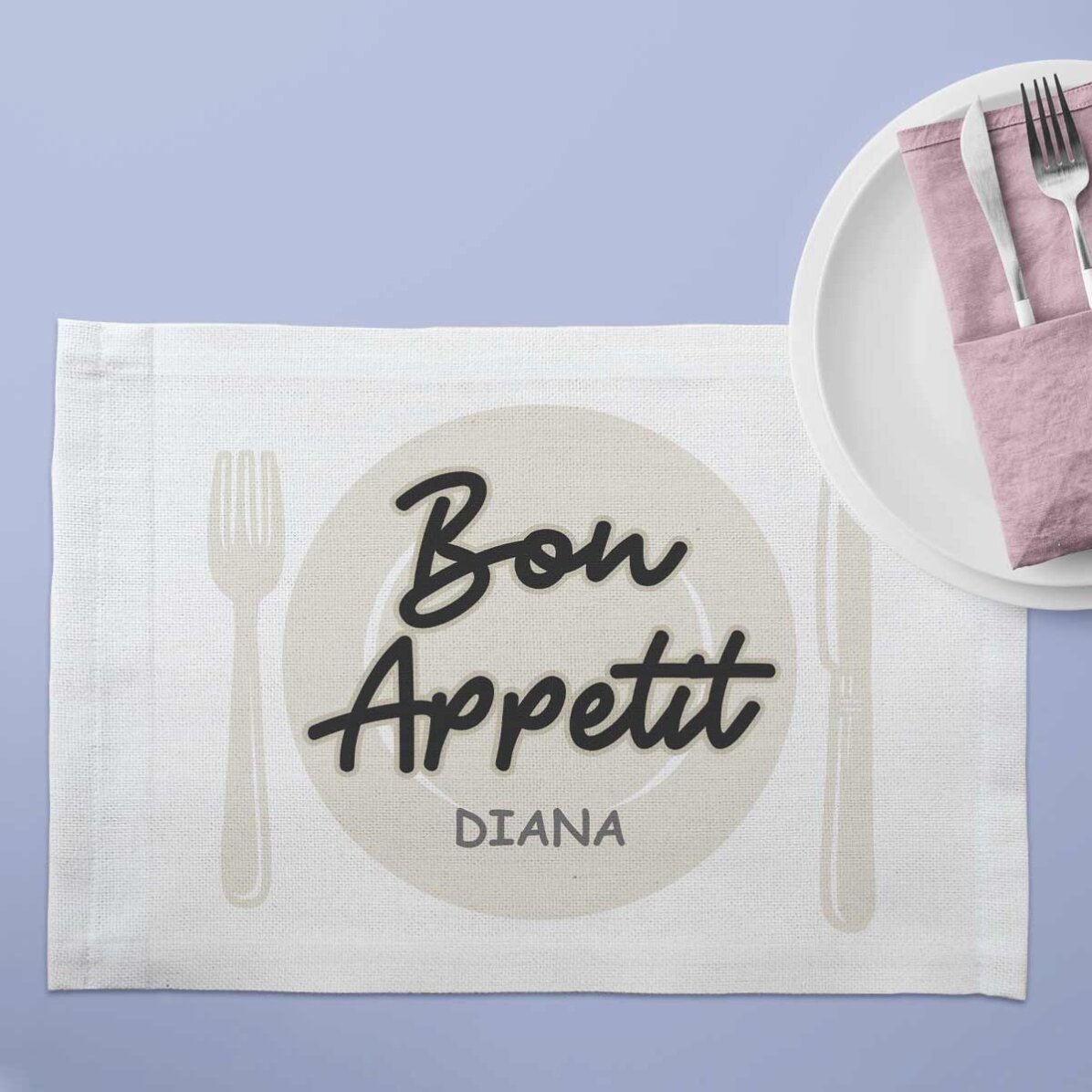 Suport pentru farfurie personalizat cu nume - Bon Apetit