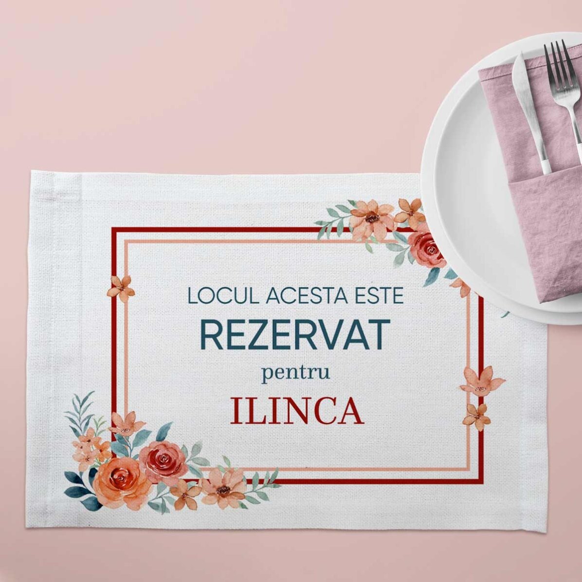 Suport pentru farfurie personalizat cu text - Rezervat