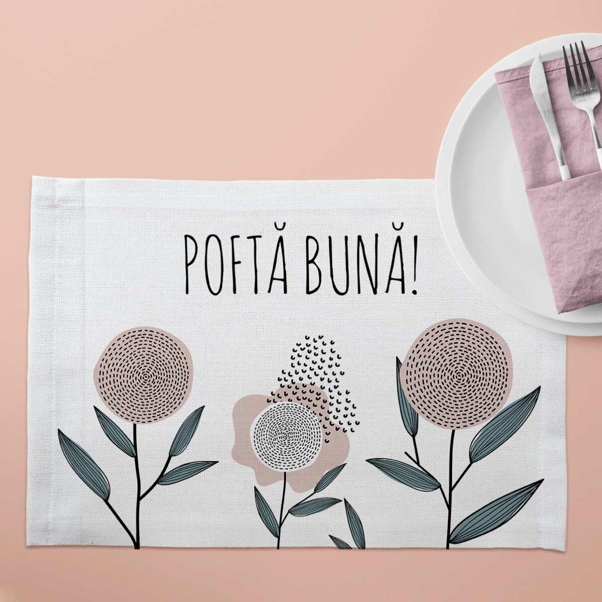 Suport pentru farfurie personalizat - Model floral 1