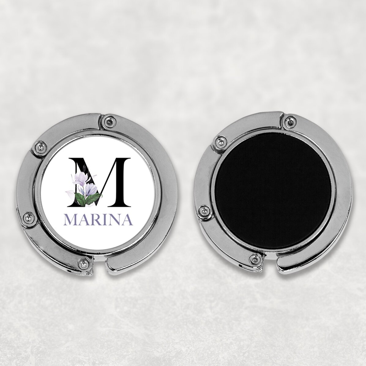 Suport geantă pentru masă personalizat cu nume și inițială - Floral