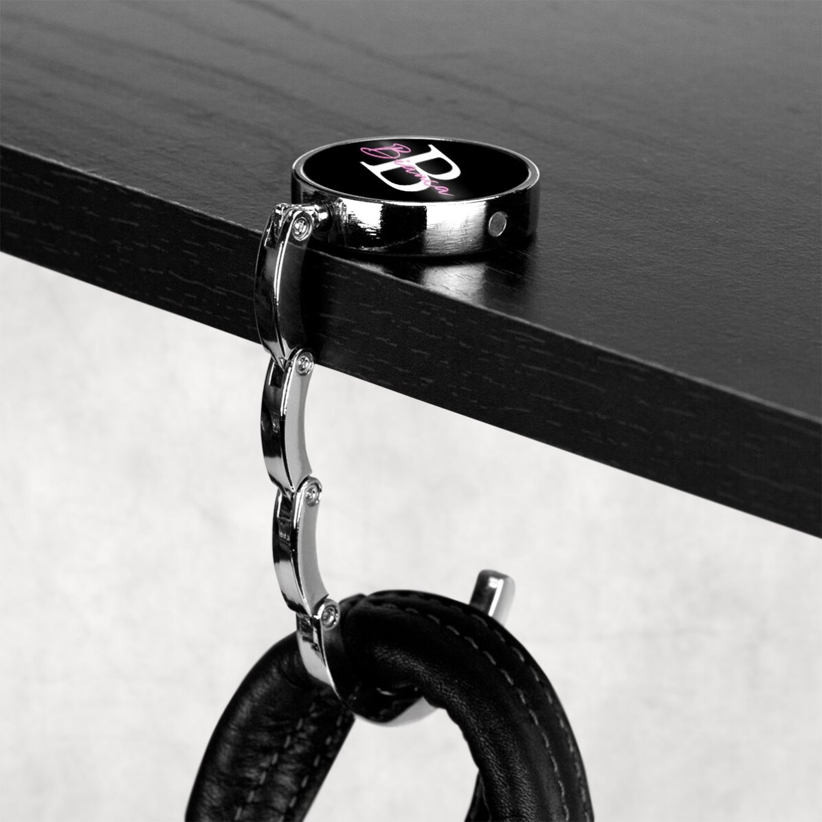 Personalised table bag holder with name and initial