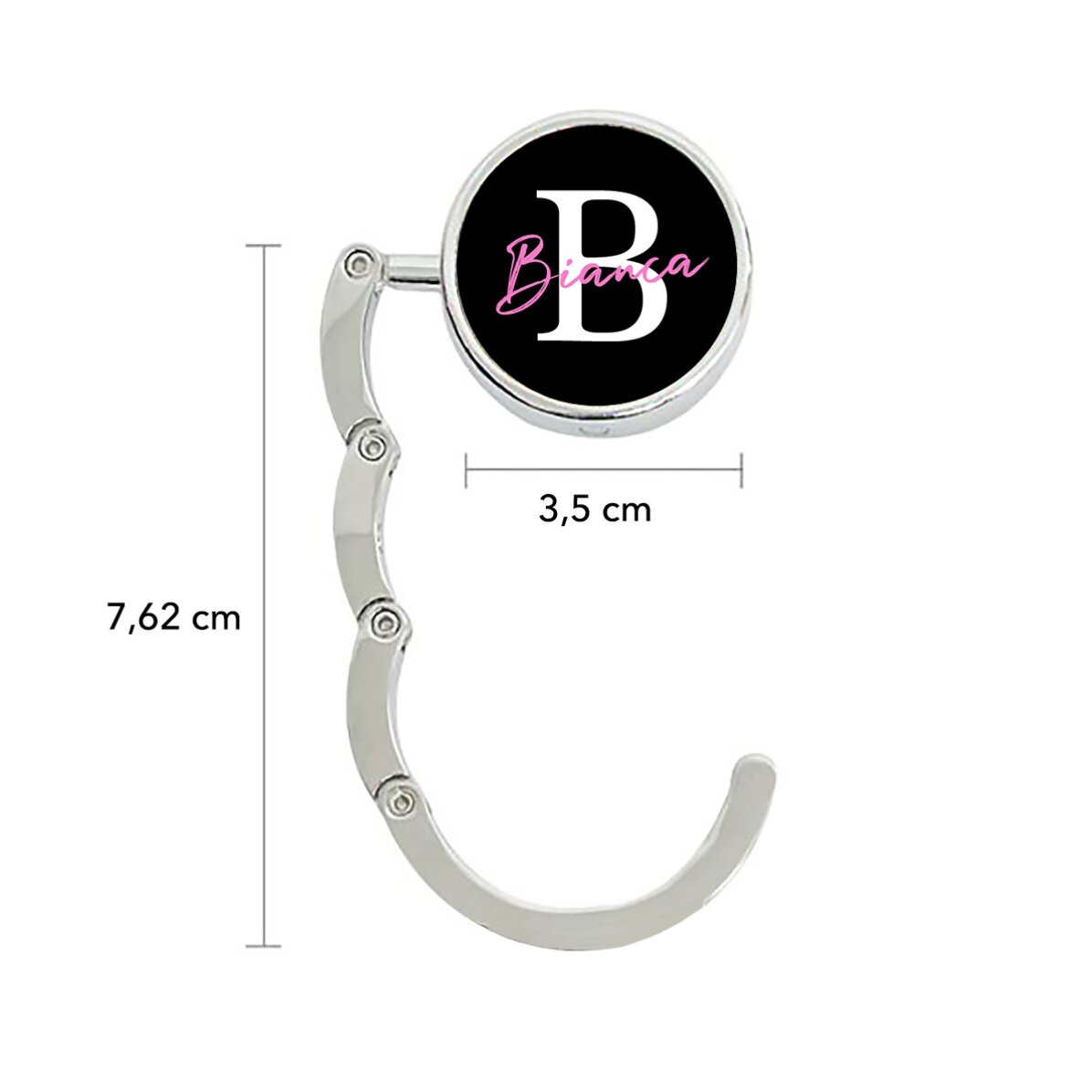 Personalised table bag holder with name and initial