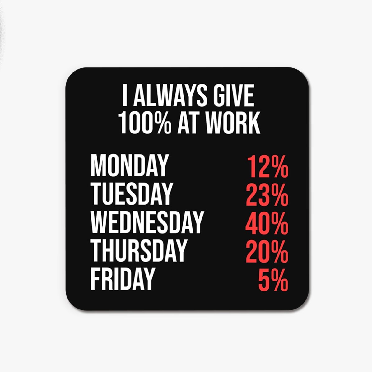 Cup holder with text - 100% at work