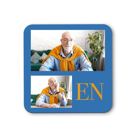 Suport pentru pahar personalizat cu 2 poze și text - Inițiale