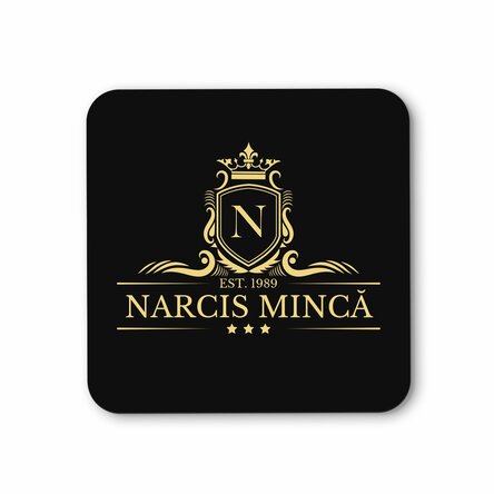 Suport pentru pahar personalizat cu inițială și nume