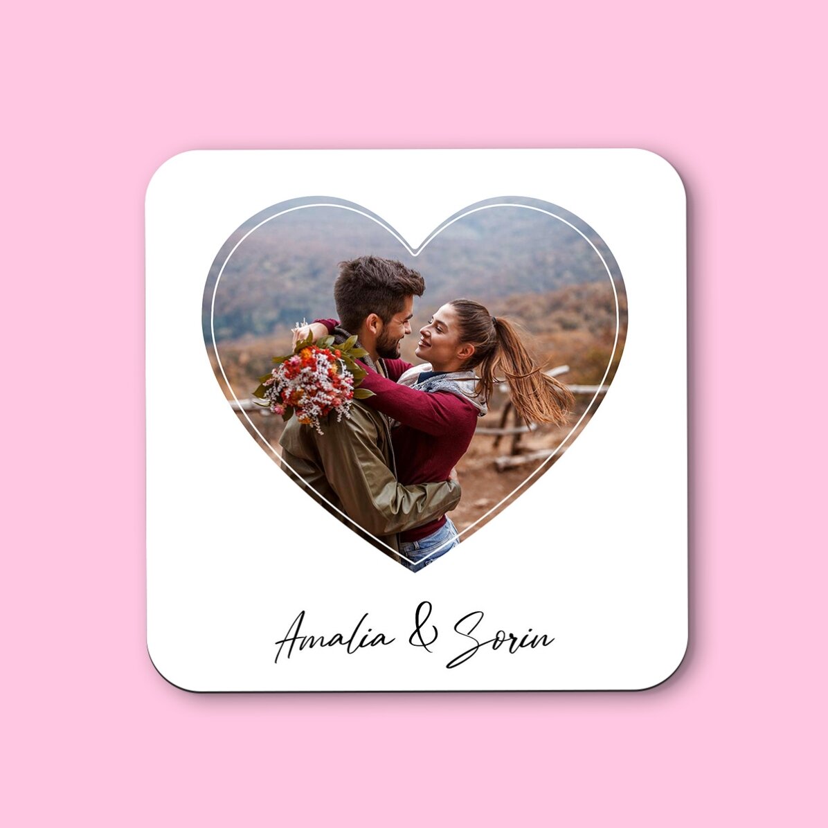 Personalised cup holder with a photo and text - Love