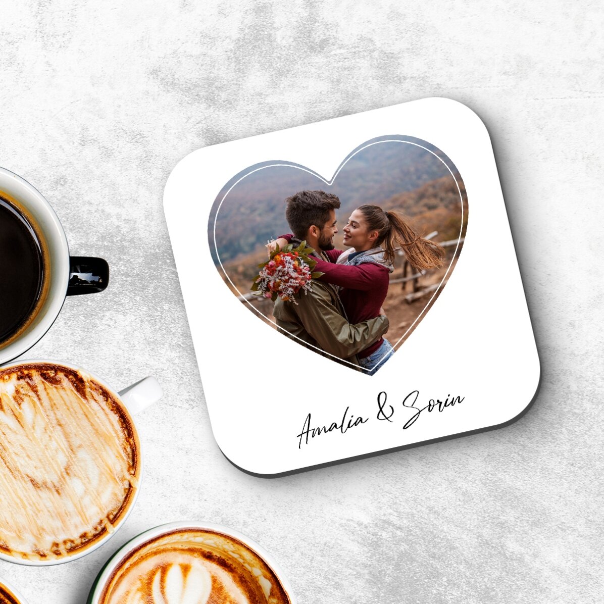 Personalised cup holder with a photo and text - Love