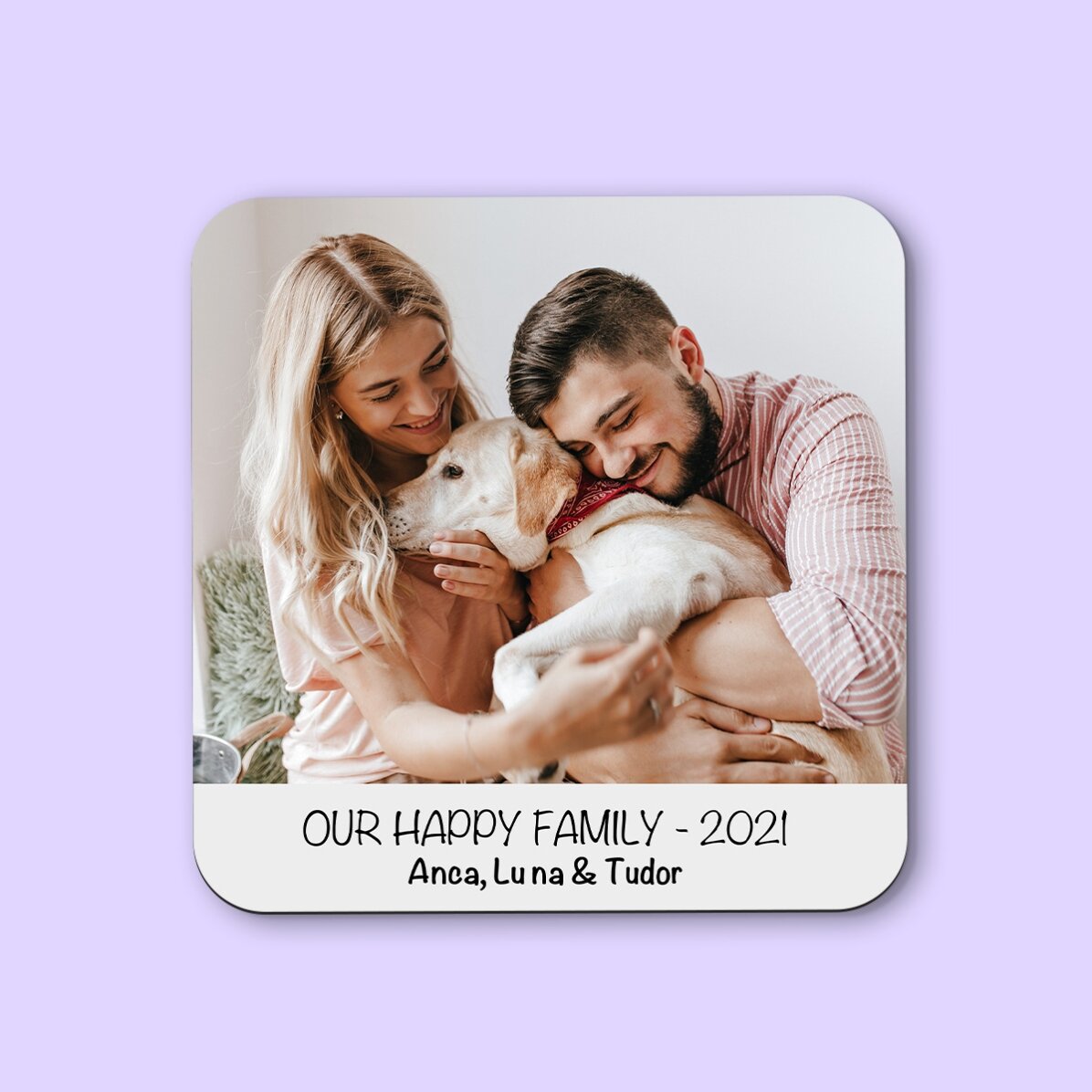 Suport pentru pahar personalizat cu o poză și text