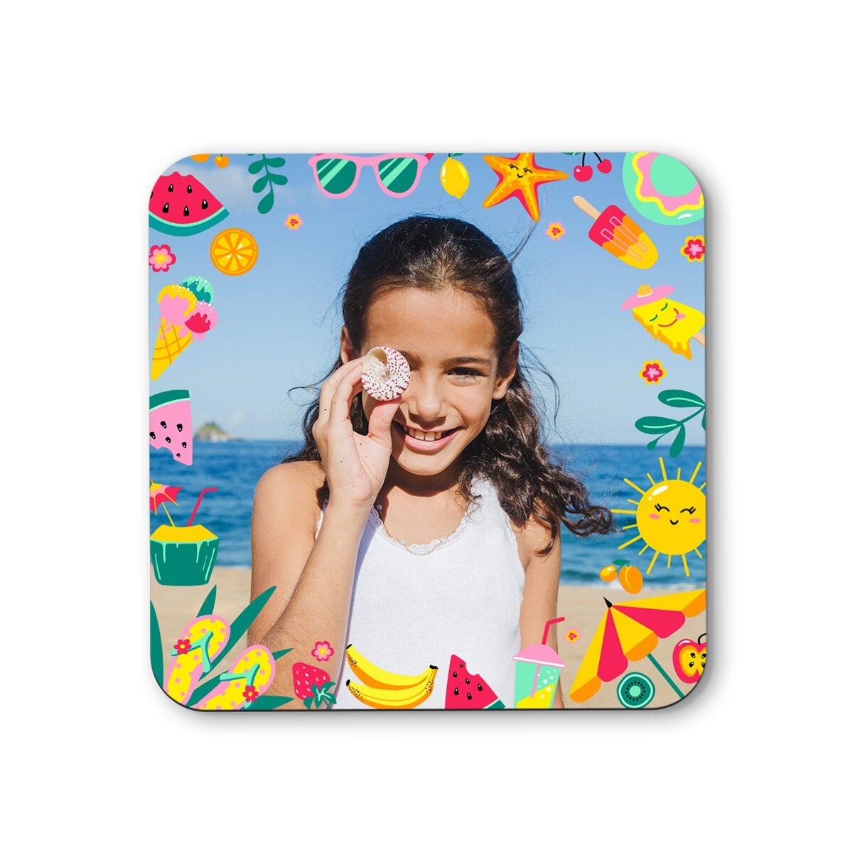 Suport pentru pahar personalizat cu poză pentru copii - Summer