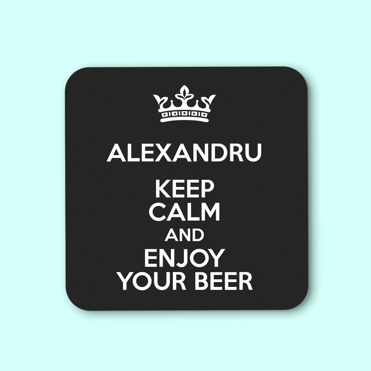 Suport pentru pahar personalizat cu text - Keep Calm Black