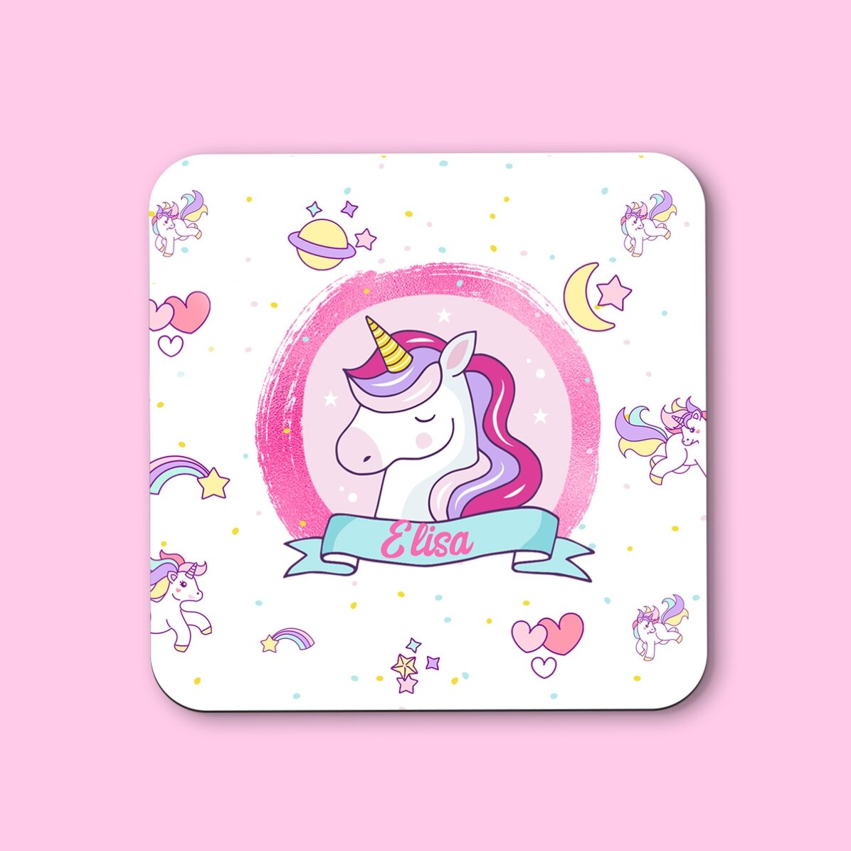 Suport pentru pahar personalizat cu text pentru fetițe