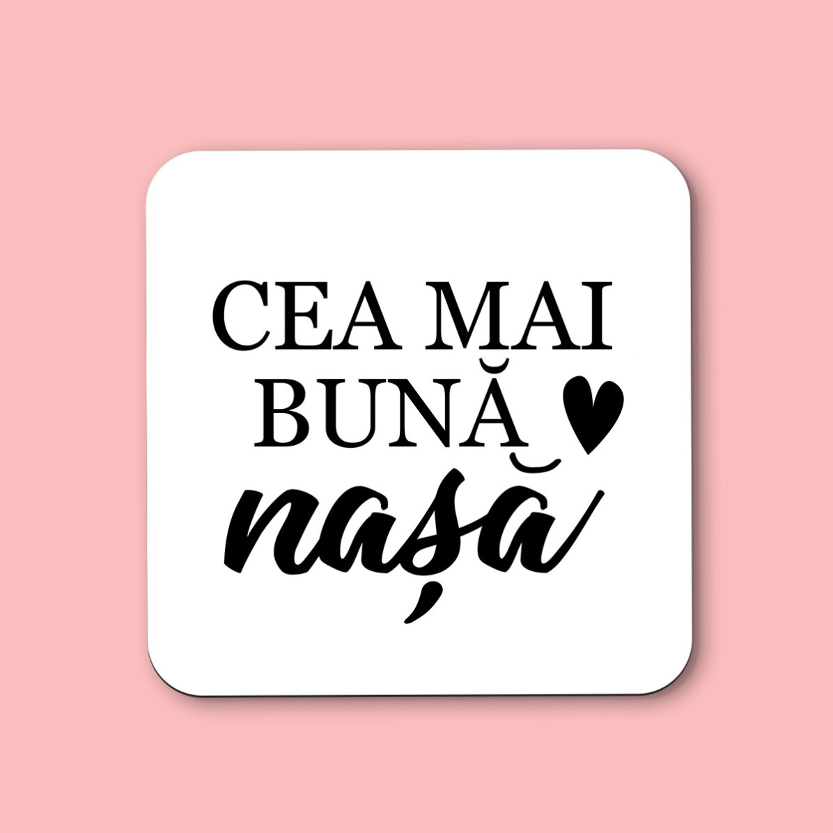 Suport pentru pahar personalizat pentru nașă