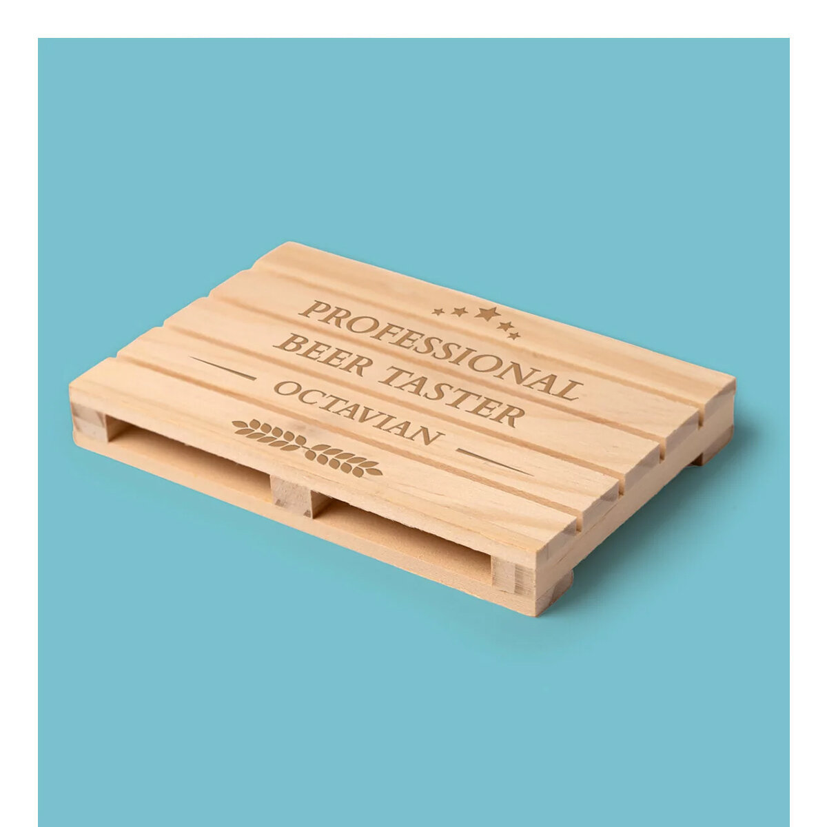 Wooden cup holders in the shape of a pallet