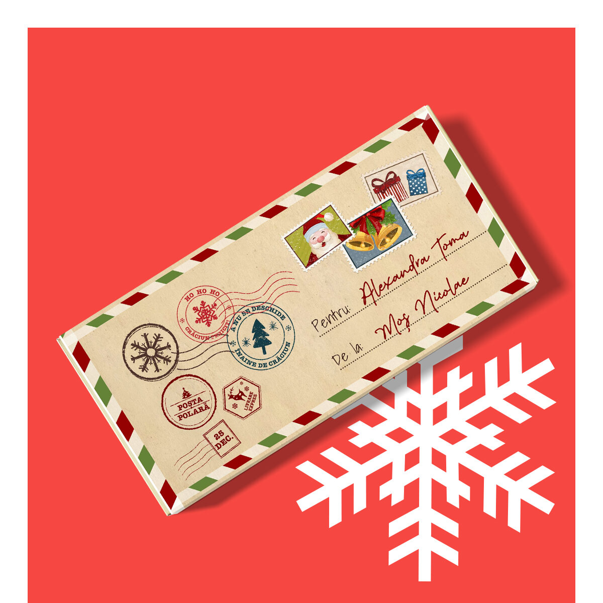 Personalised chocolate bar from Santa Claus