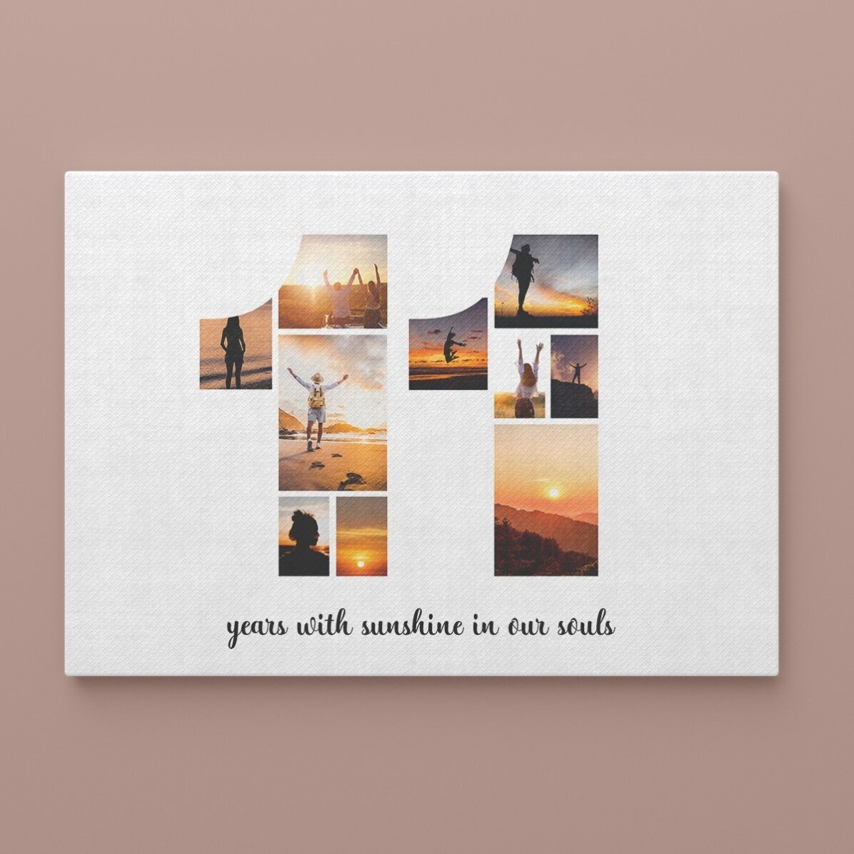 Tablou canvas landscape personalizat cu 10 poze model numărul 11 și mesaj text