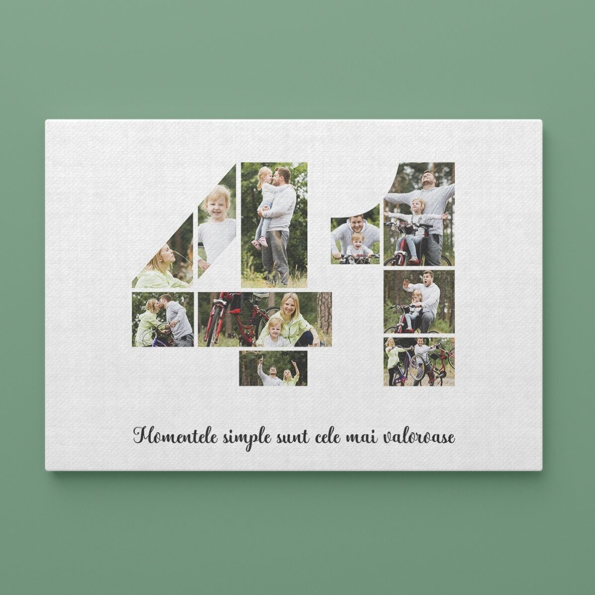 Tablou canvas landscape personalizat cu 10 poze model numărul 41 și mesaj text