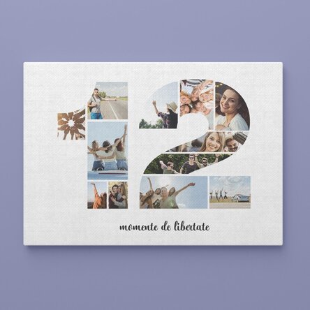 Tablou canvas landscape personalizat cu 12 poze model numărul 12 și mesaj text