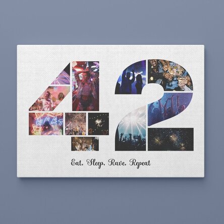 Tablou canvas landscape personalizat cu 12 poze model numărul 42 și mesaj text