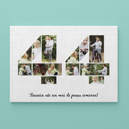 Tablou canvas landscape personalizat cu 12 poze model numărul 44 și mesaj text