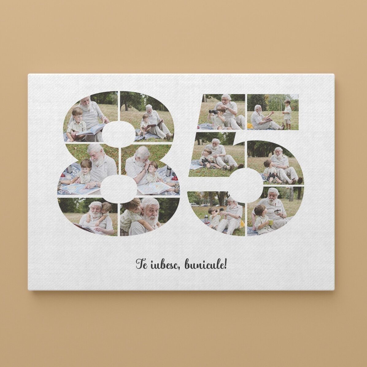 Tablou canvas landscape personalizat cu 12 poze model numărul 85 și mesaj text
