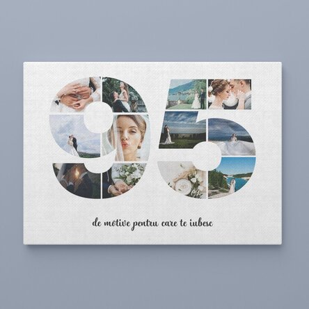Tablou canvas landscape personalizat cu 12 poze model numărul 95 și mesaj text