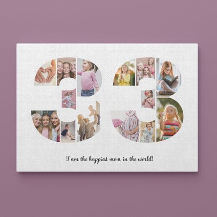 Tablou canvas landscape personalizat cu 14 poze model numărul 33 și mesaj text