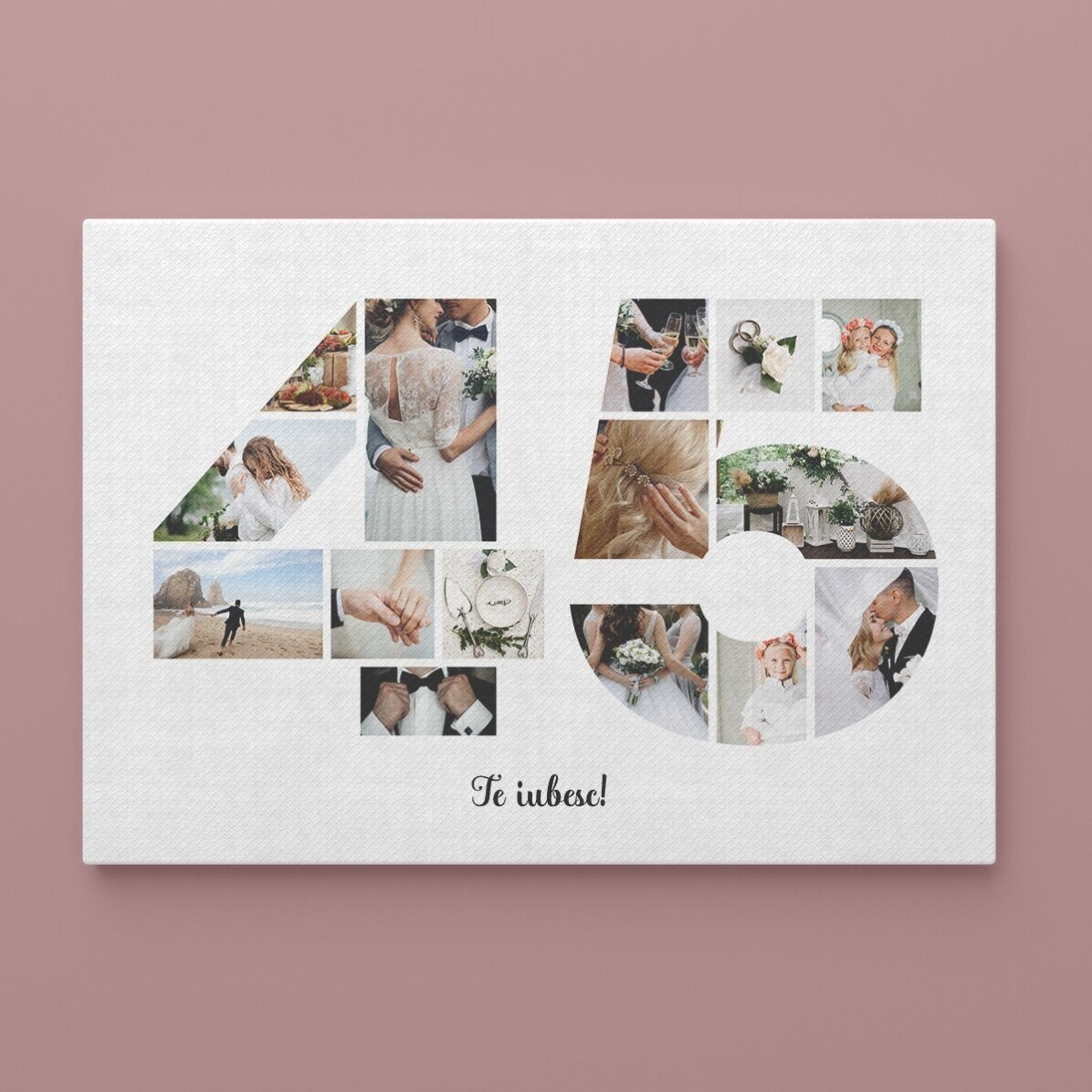 Tablou canvas landscape personalizat cu 15 poze model numărul 45 și mesaj text