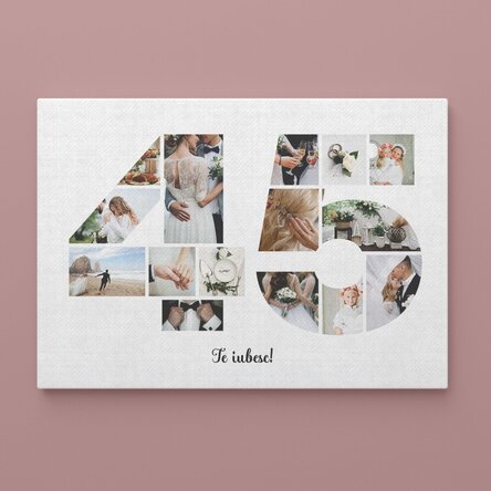 Tablou canvas landscape personalizat cu 15 poze model numărul 45 și mesaj text