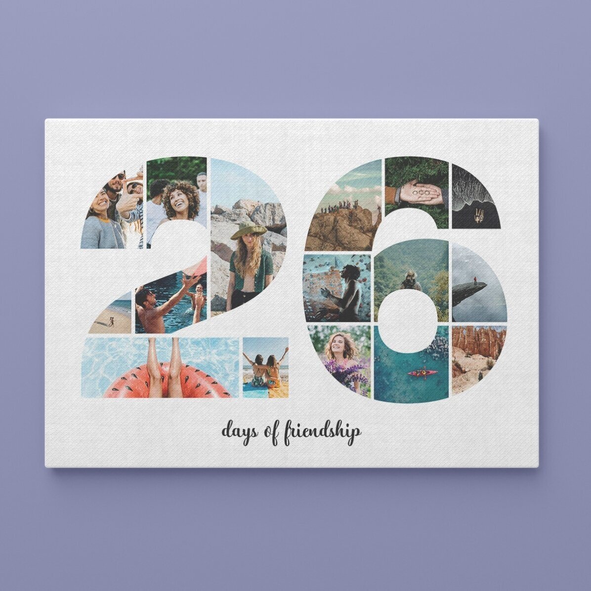 Tablou canvas landscape personalizat cu 16 poze model numărul 26 și mesaj text