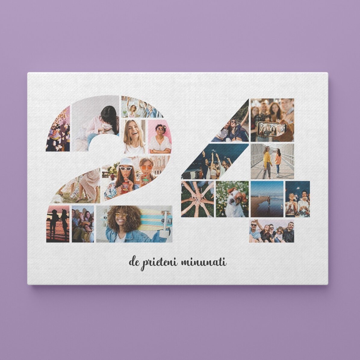 Tablou canvas landscape personalizat cu 19 poze model numărul 24 și mesaj text
