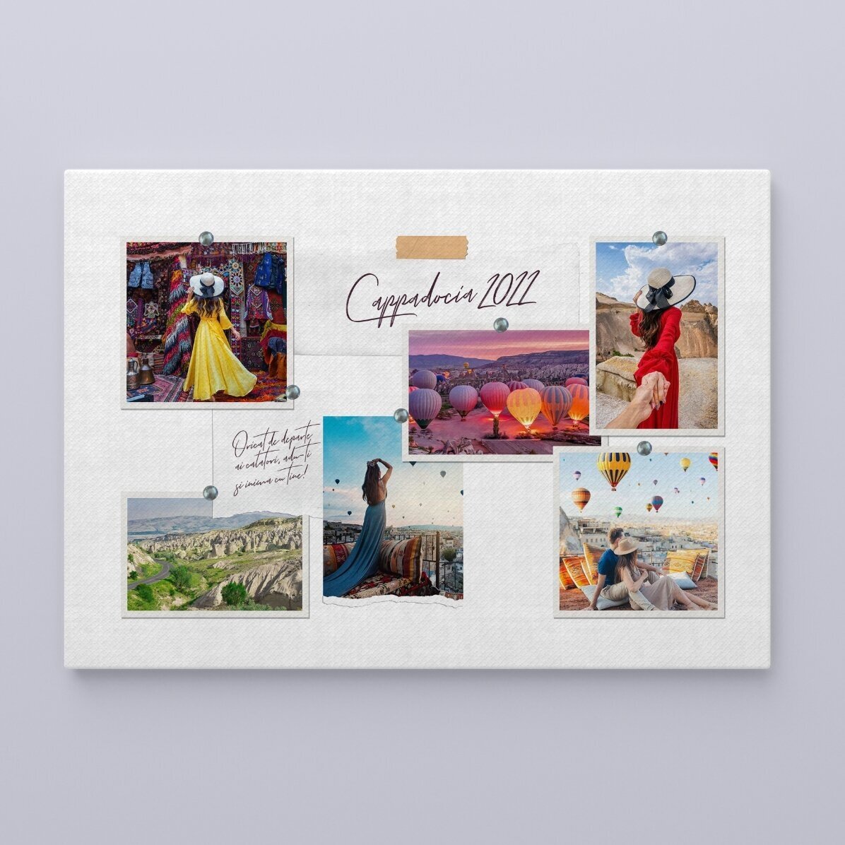 Tablou canvas landscape personalizat cu 6 poze și text - Vacanta ta