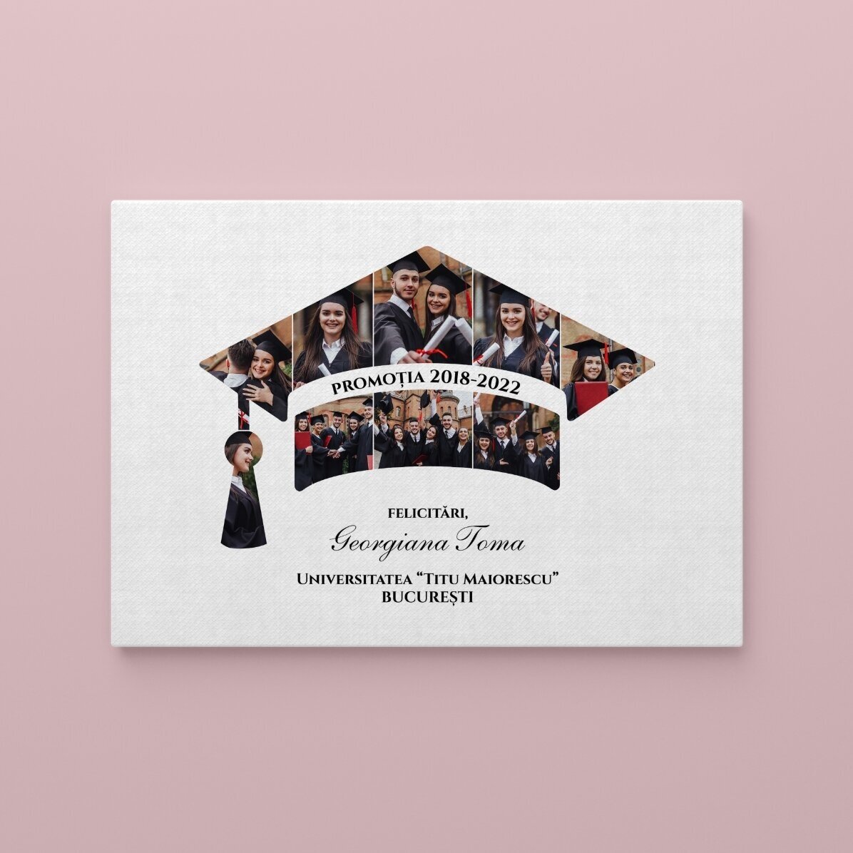 Tablou canvas landscape personalizat cu poze și text - Absolvire