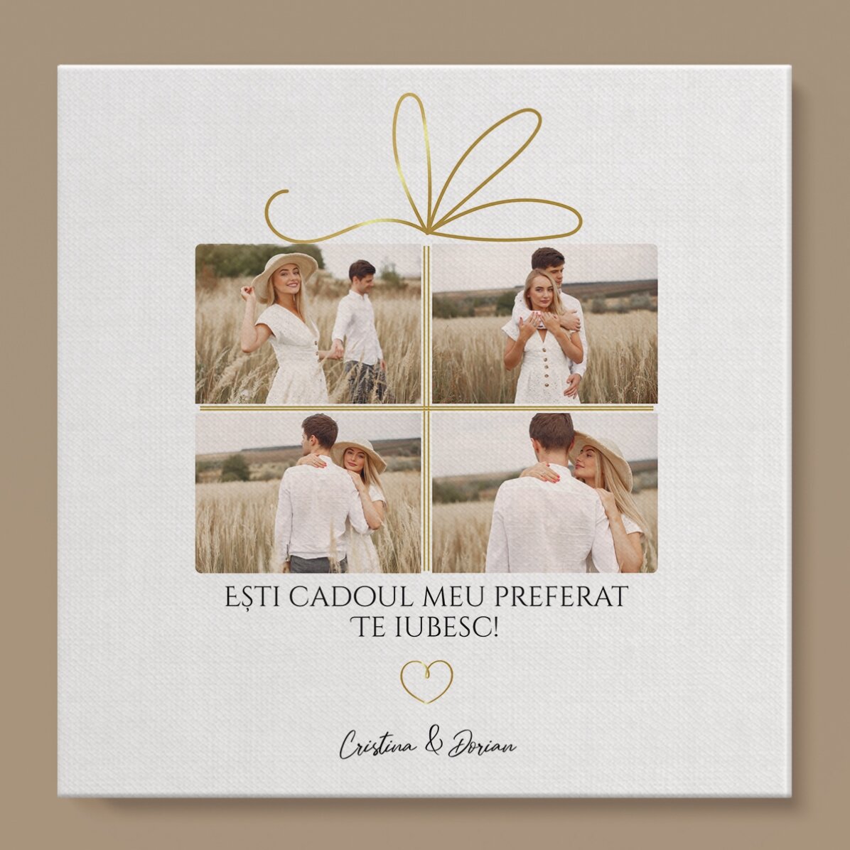Personalised canvas print with 4 photos and text - Memories as a gift