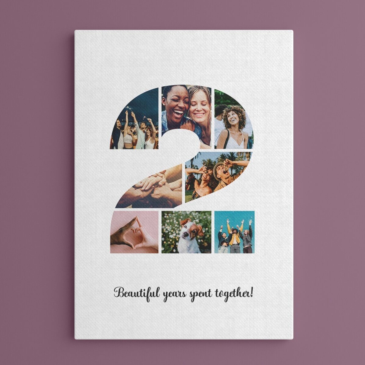 Tablou canvas personalizat cu 8 poze model numărul 2 și mesaj text