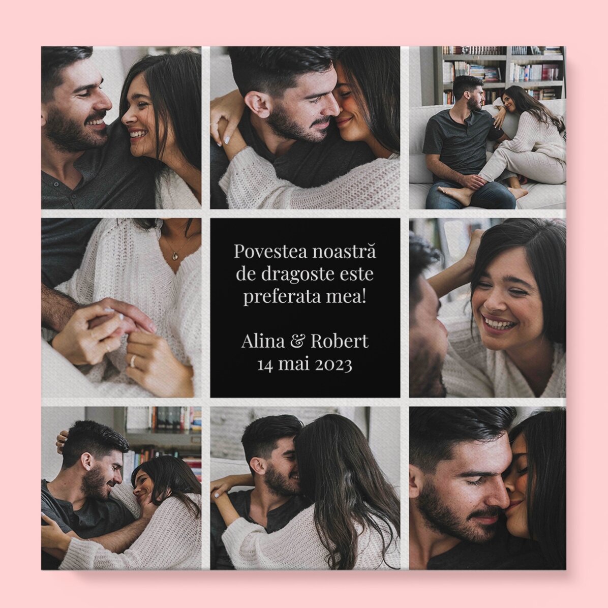 Tablou canvas personalizat cu 8 poze și mesaj