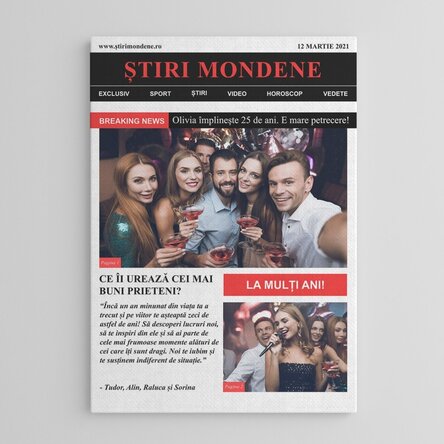 Tablou canvas personalizat cu fotografii și text - Breaking News