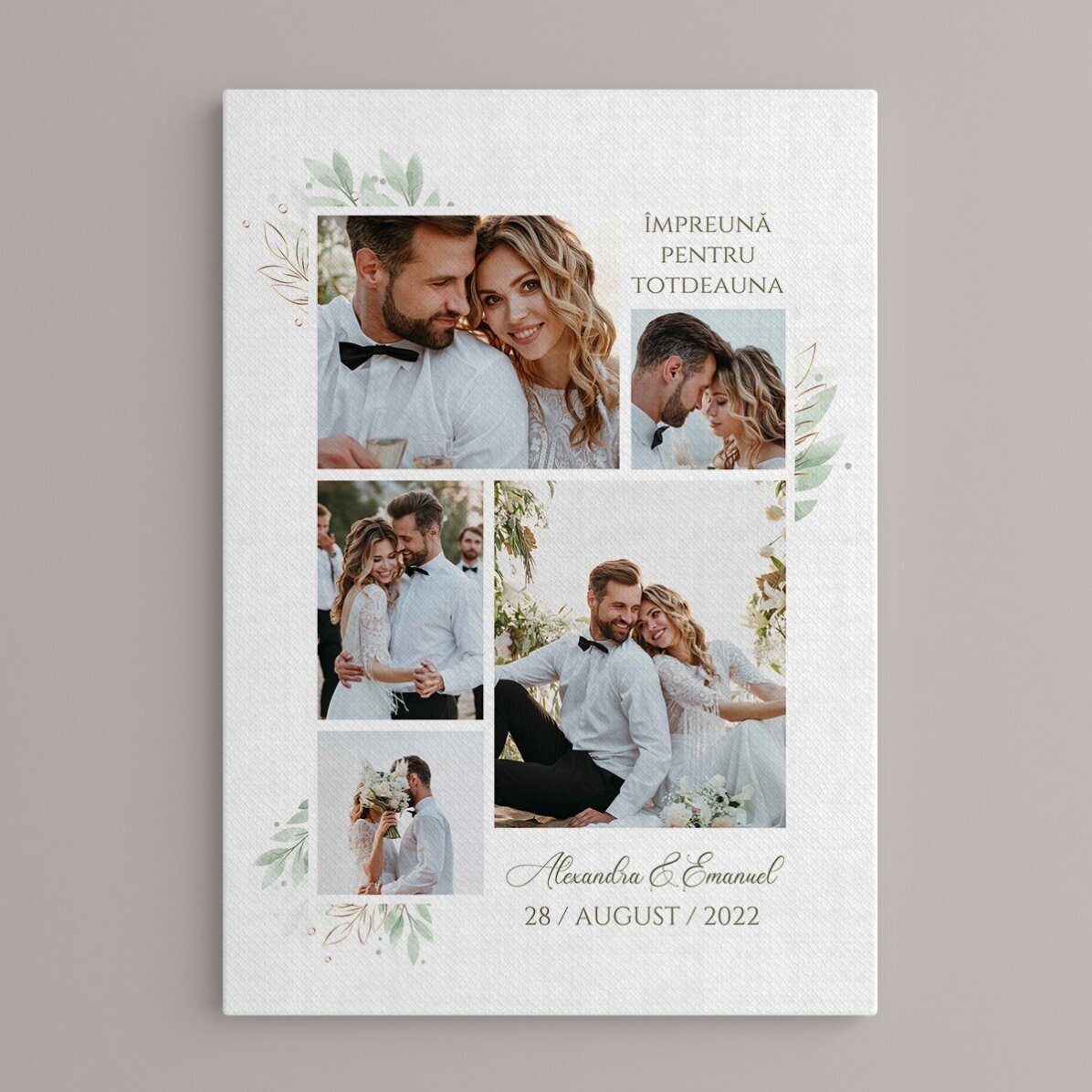 Tablou canvas personalizat cu fotografii și text - Wedding