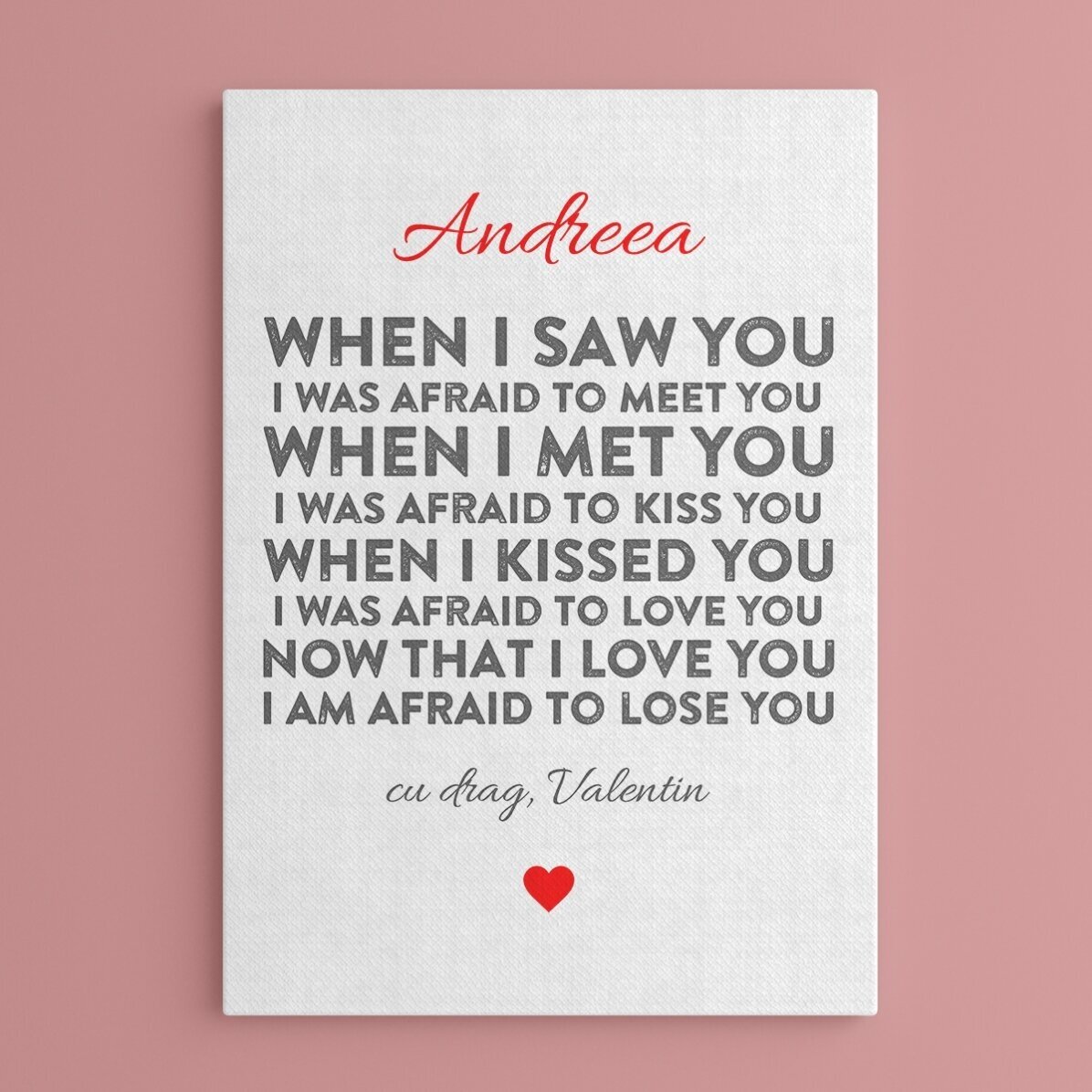 Tablou canvas personalizat - declarație de dragoste