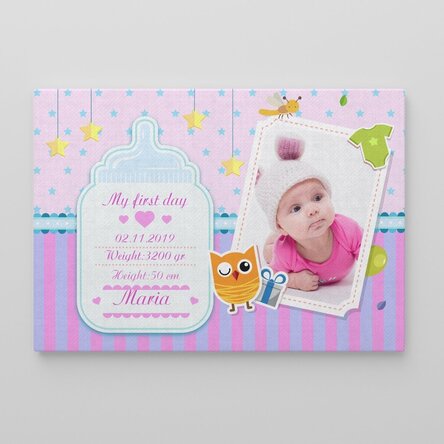 Tablou canvas personalizat pentru nou născuți - Fetițe