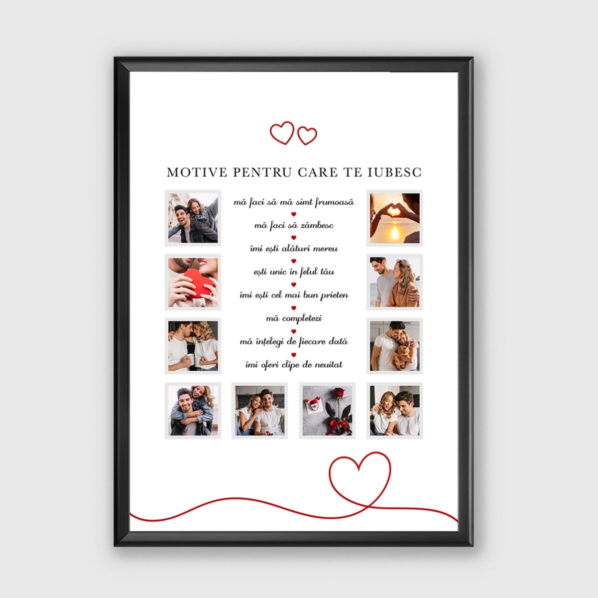 Tablou cu 10 poze și text - Motive pentru care te iubesc