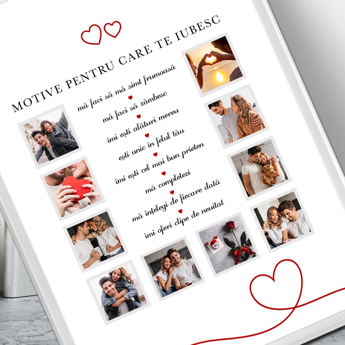 Tablou cu 10 poze și text - Motive pentru care te iubesc
