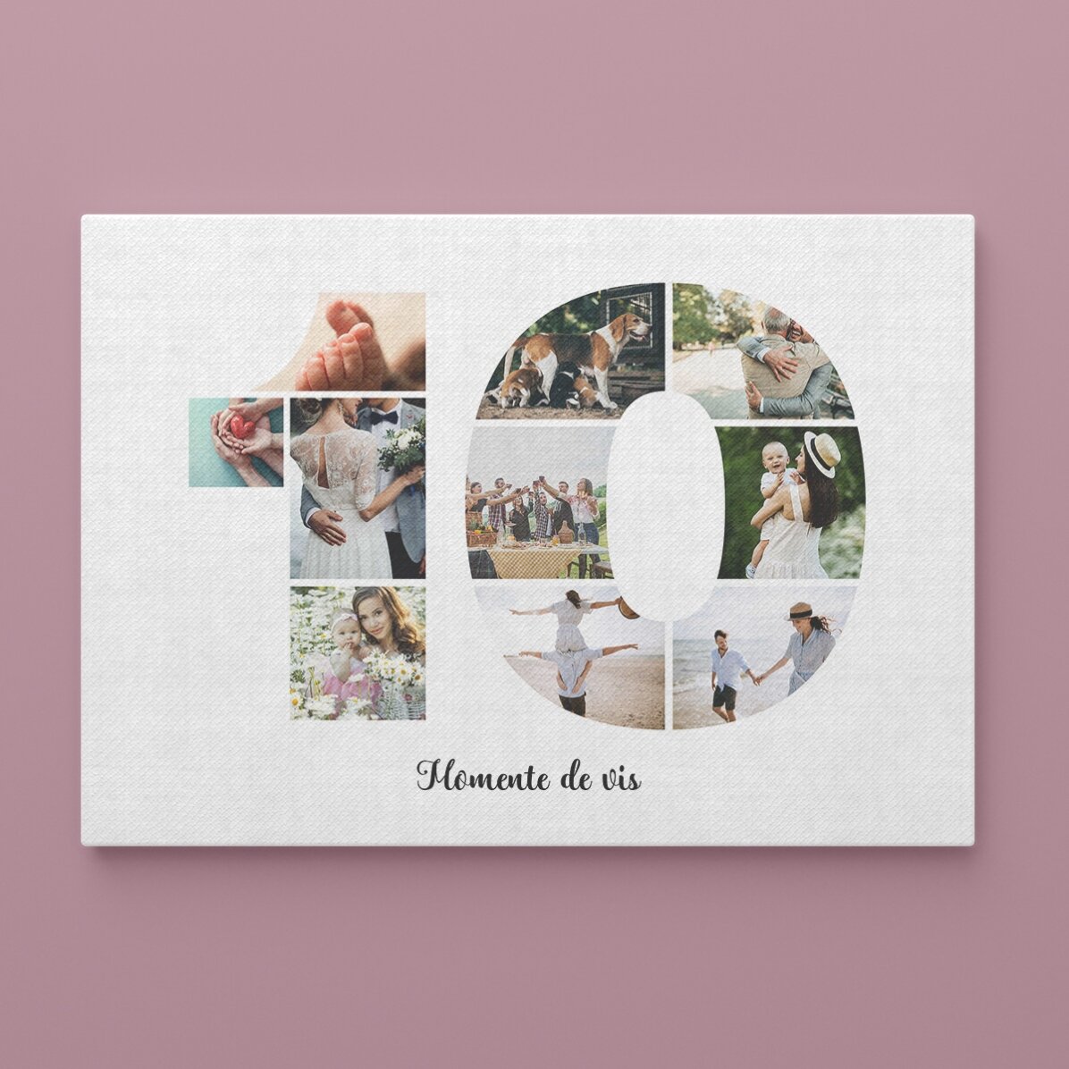 Tablou landscape personalizat cu 10 poze model numărul 10 și mesaj text 