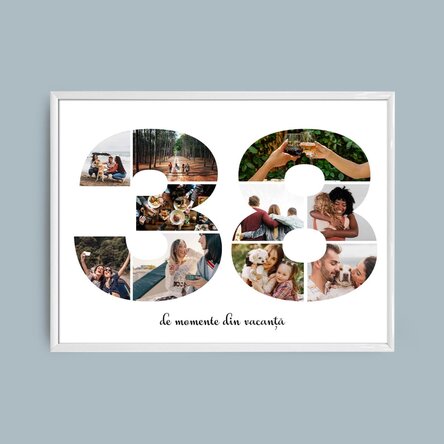 Personalised landscape canvas with 10 photos, model number 38, and text message