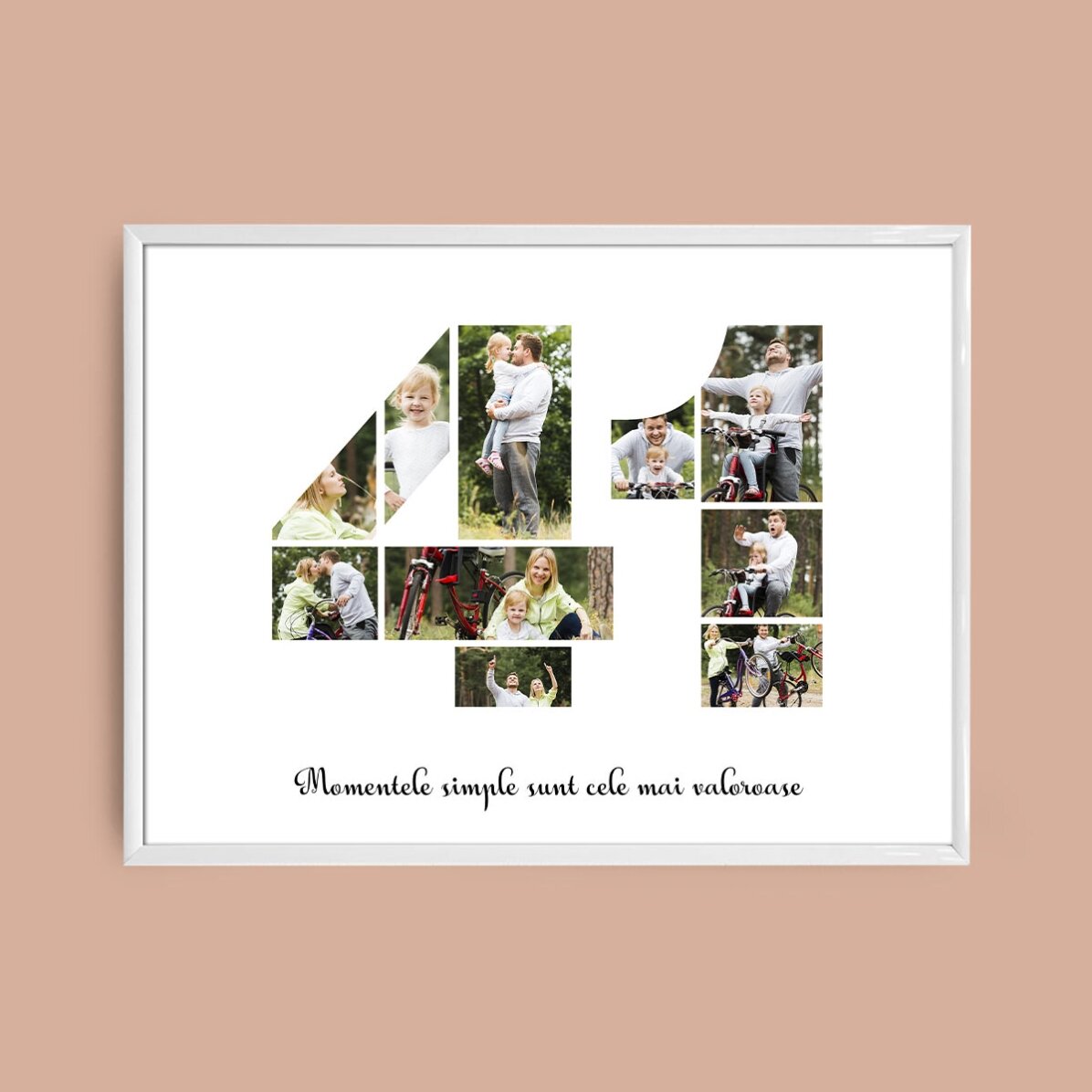 Personalised landscape canvas with 10 photos, model number 41, and text message