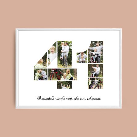 Personalised landscape canvas with 10 photos, model number 41, and text message