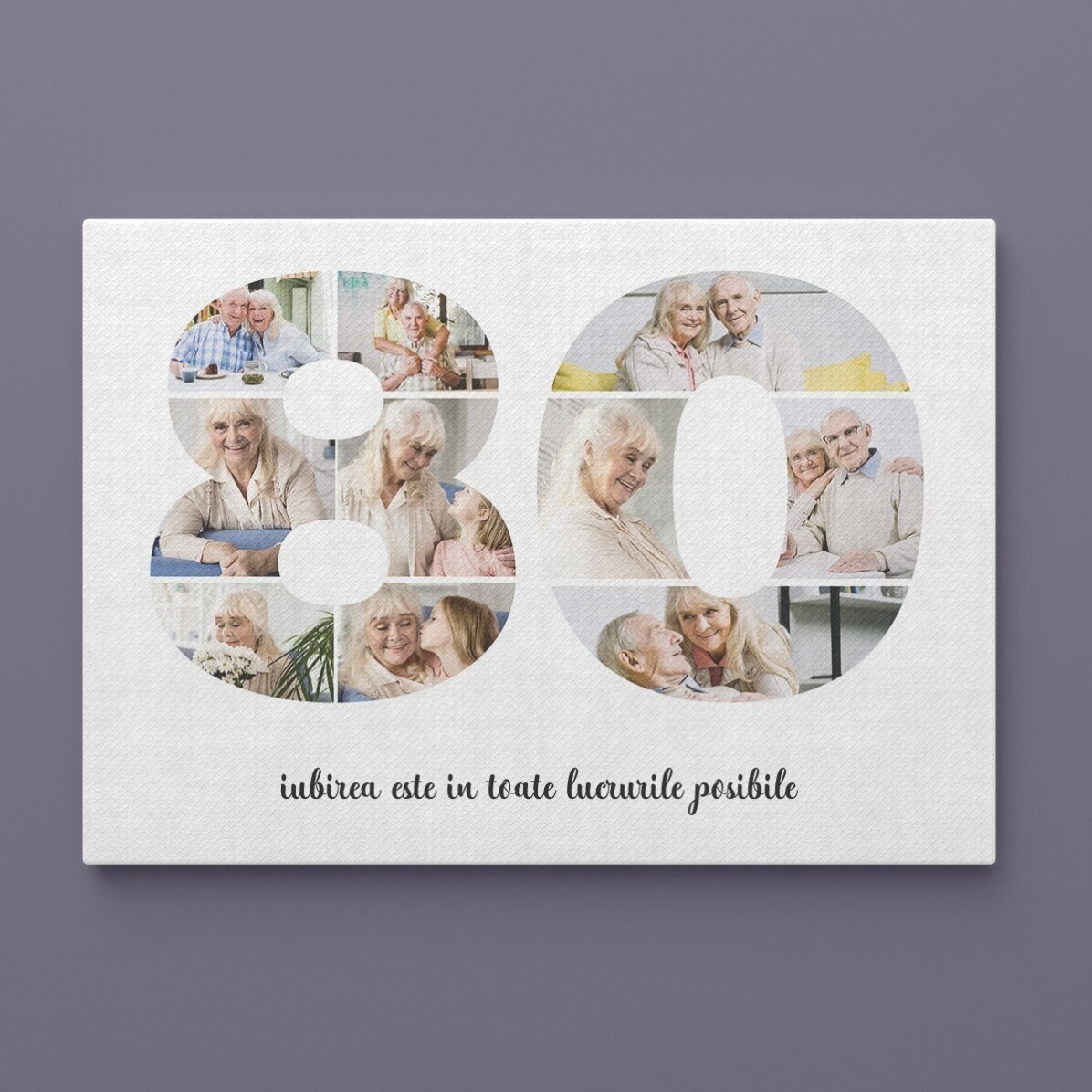 Tablou canvas landscape personalizat cu 10 poze model numărul 80 și mesaj text