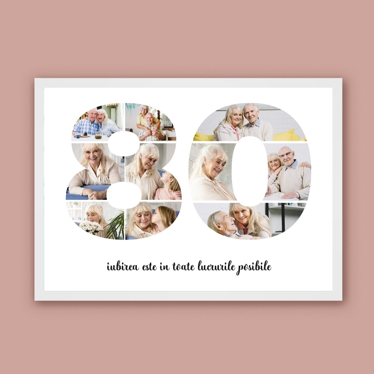 Tablou landscape personalizat cu 10 poze model numărul 80 și mesaj text